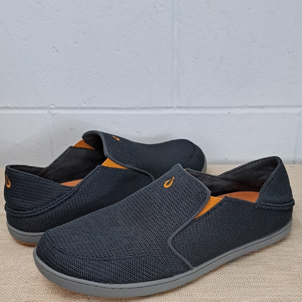 Olukai Nohea Mesh Slip On Sneakers In Shadow Gray Orange Sz10.5